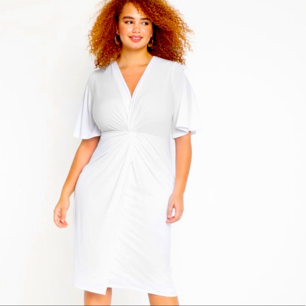 NWT White Twist Front Midi Dress
